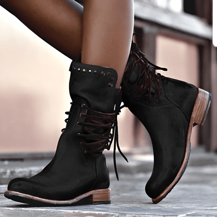 Vintage Winterstiefel Damen | Schnürsenkel