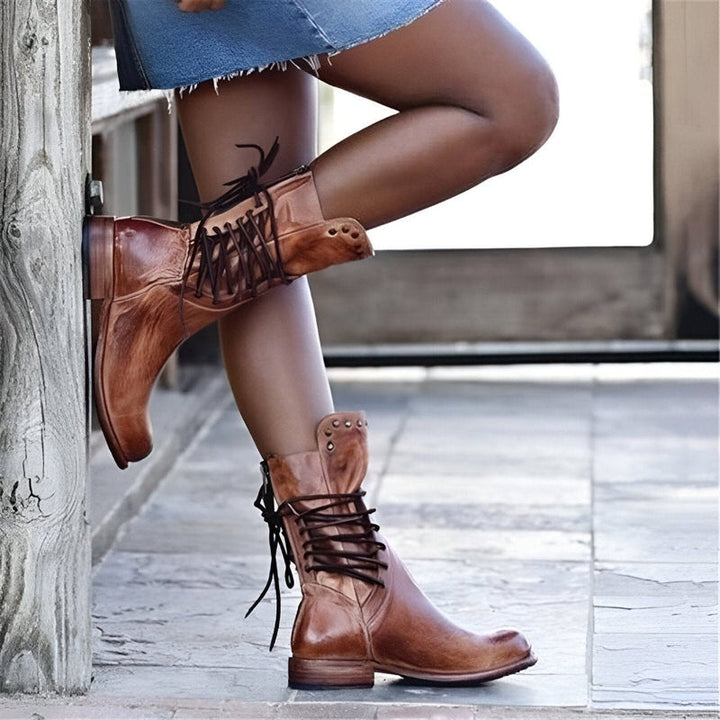 Vintage Winterstiefel Damen | Schnürsenkel