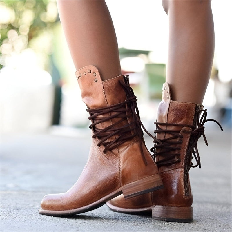Vintage Winterstiefel Damen | Schnürsenkel