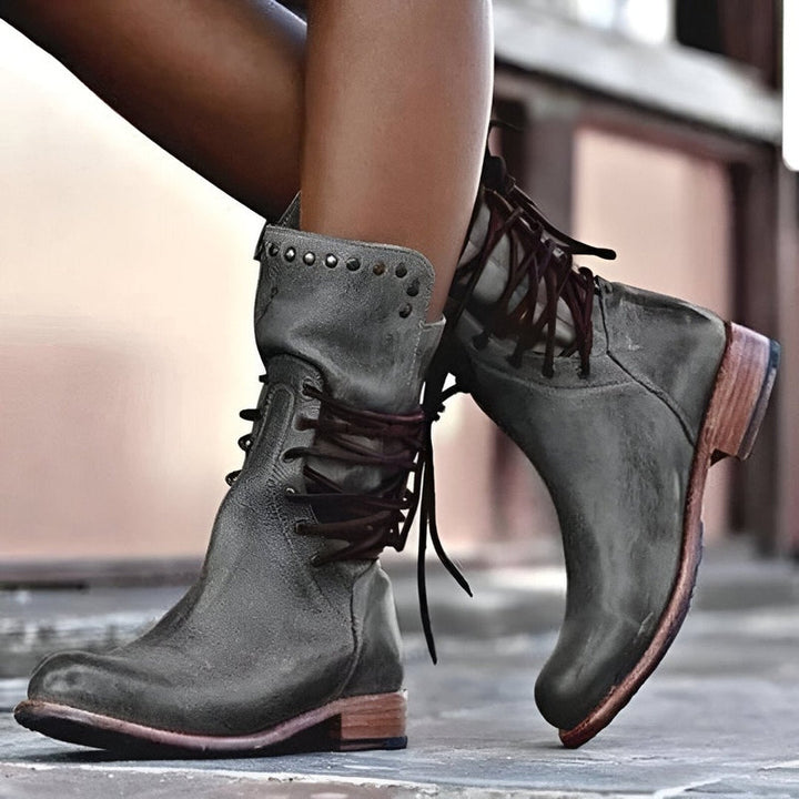 Vintage Winterstiefel Damen | Schnürsenkel