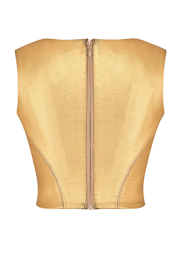 Damen Elegantes Ärmellose Korsetttop | Gold