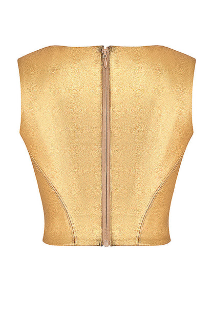 Damen Elegantes Ärmellose Korsetttop | Gold