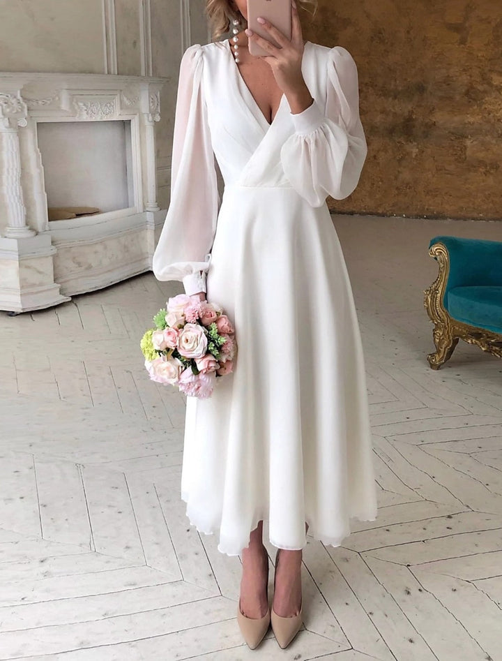 Damen Klassisch Mit Langen Ärmeln Braut Kleid | Maxi