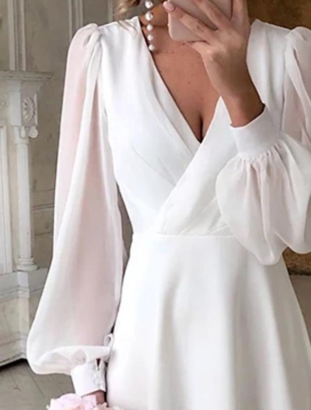 Damen Klassisch Mit Langen Ärmeln Braut Kleid | Maxi