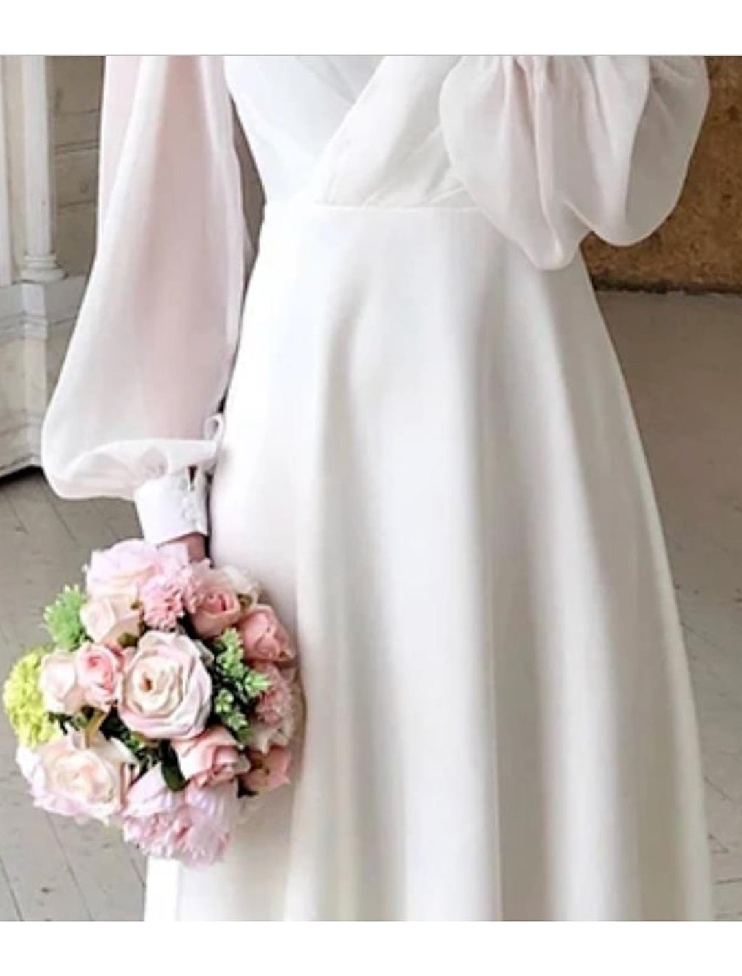 Damen Klassisch Mit Langen Ärmeln Braut Kleid | Maxi
