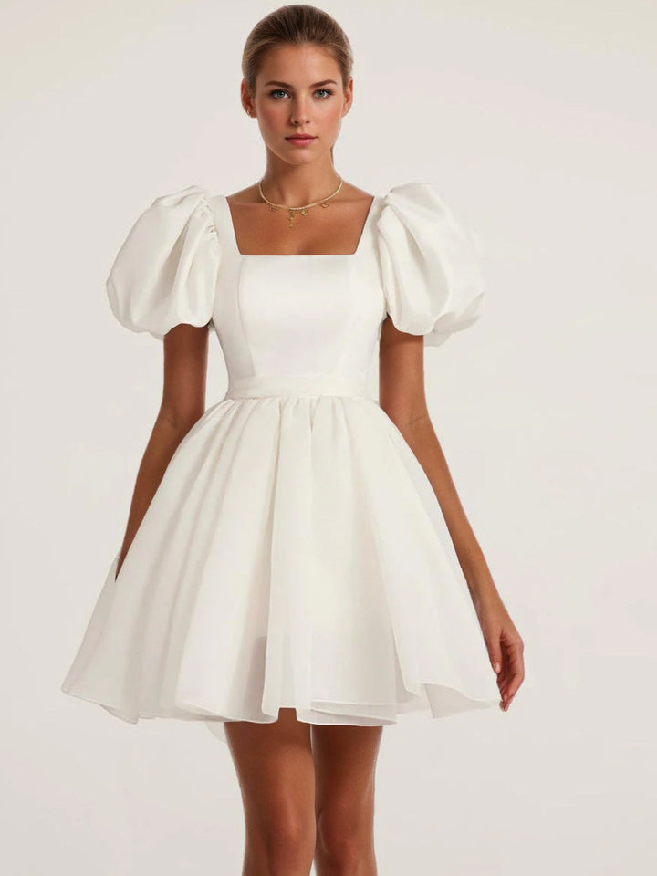 Damen Puffärmel Brautkleid | Mini