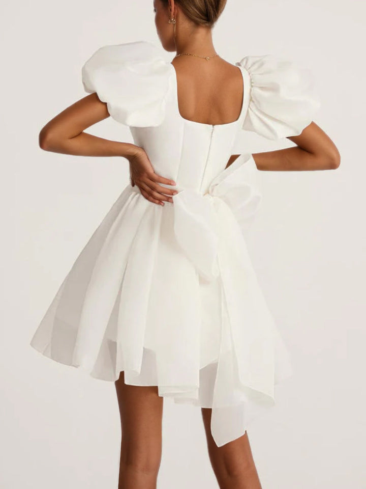 Damen Puffärmel Brautkleid | Mini
