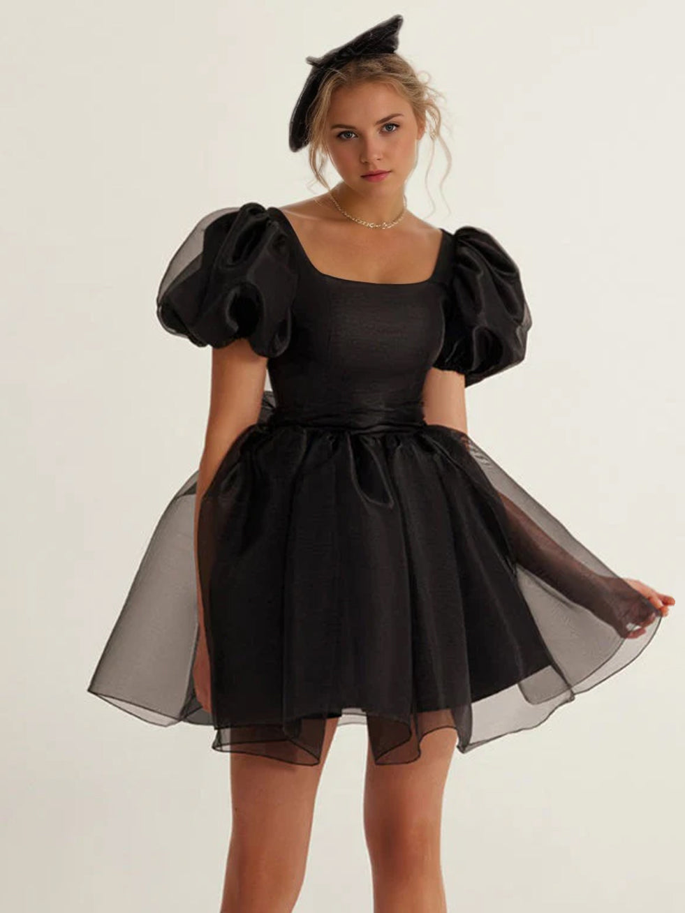 Damen Puffärmel Brautkleid | Mini