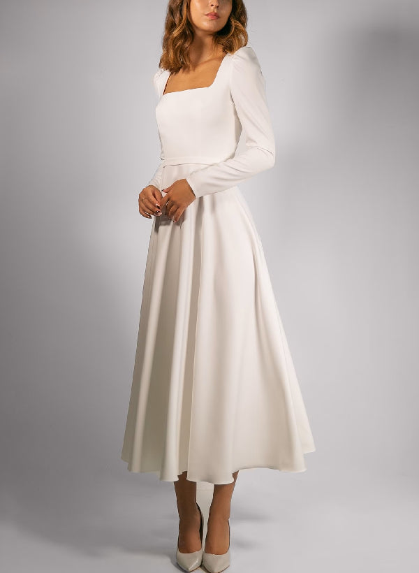 Damen A-Linie Braut Kleid | Midi