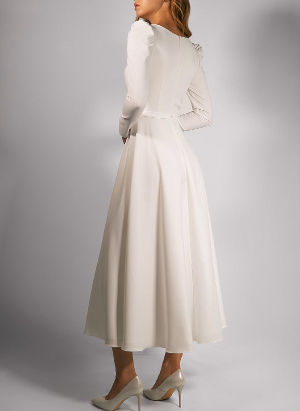 Damen A-Linie Braut Kleid | Midi