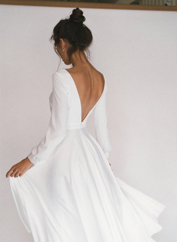 Damen Langarm Braut Kleid | Maxi