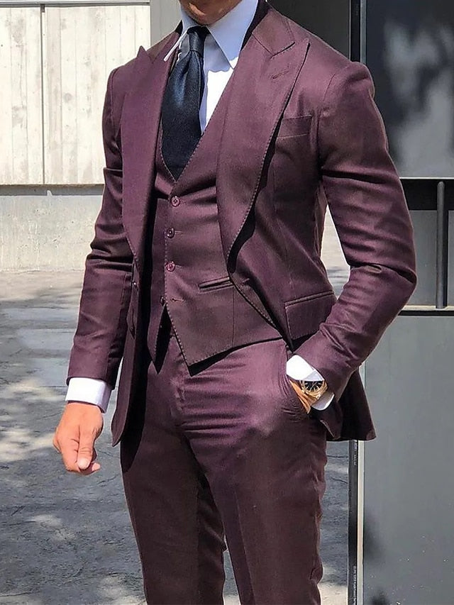 Herren Klassischer 3-teiliger Hochzeitsanzug Set | Elegante