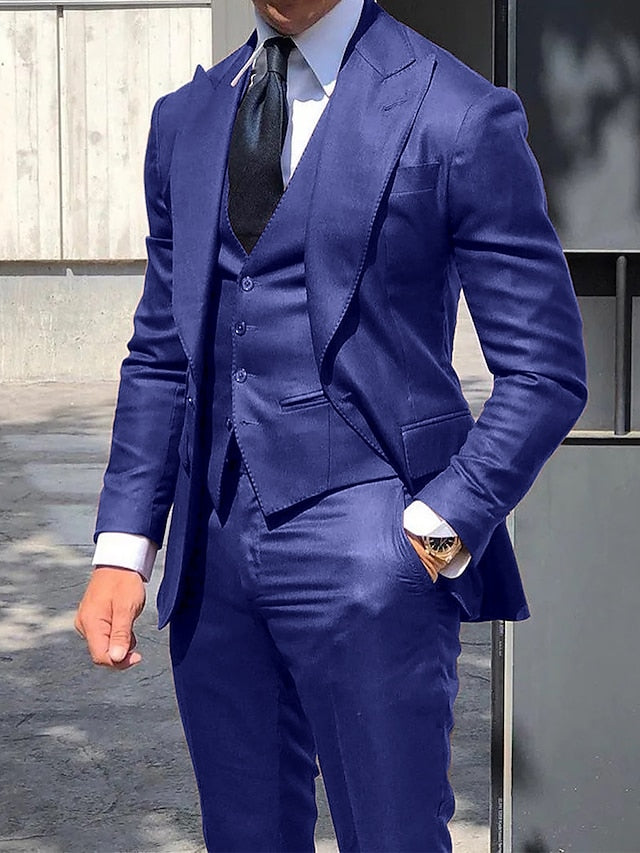 Herren Klassischer 3-teiliger Hochzeitsanzug Set | Elegante