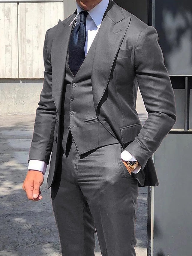 Herren Klassischer 3-teiliger Hochzeitsanzug Set | Elegante