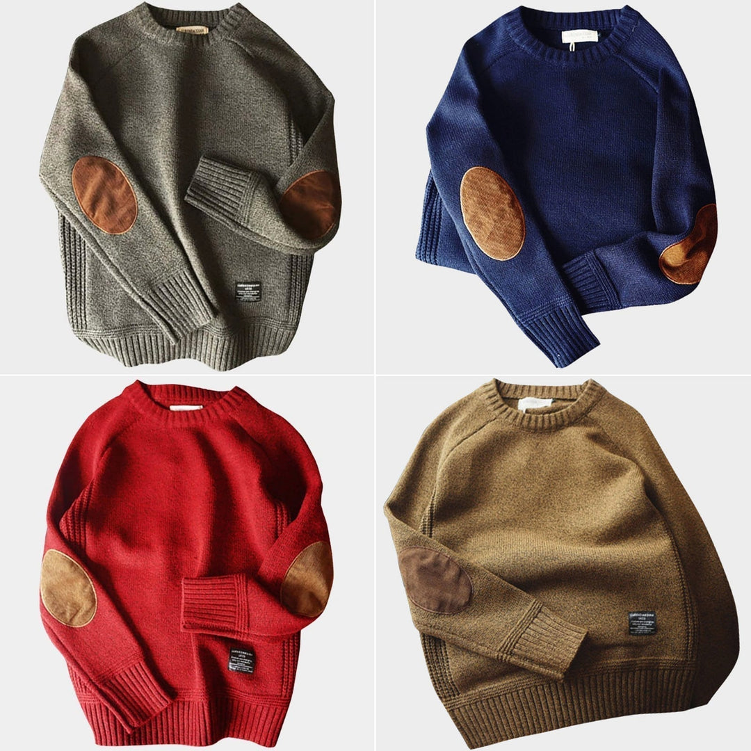Herren-Pullover im Weinlese-Flickwerk-Stil | Lässig