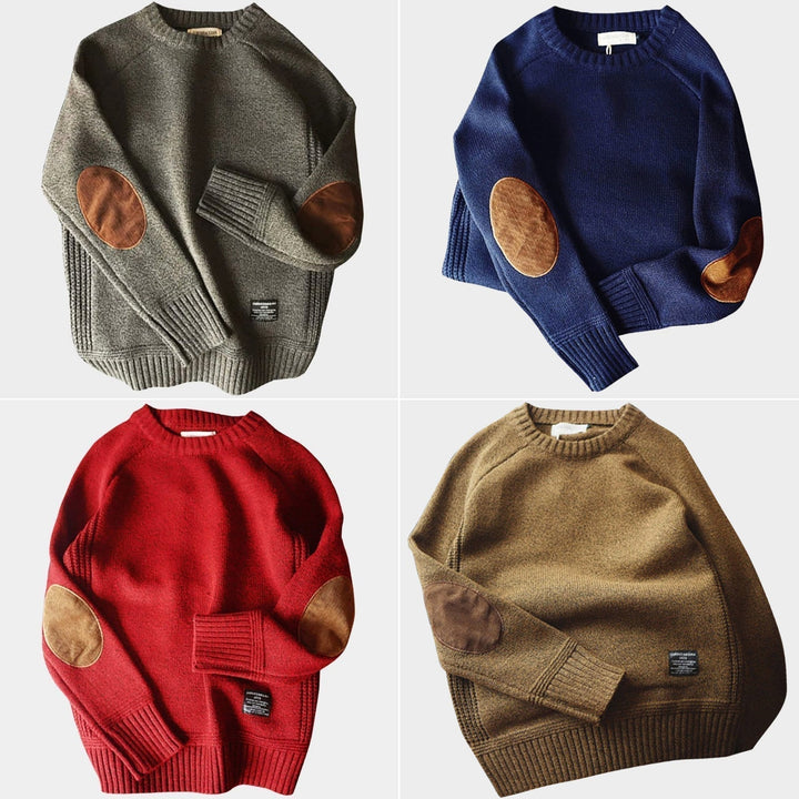 Herren-Pullover im Weinlese-Flickwerk-Stil | Lässig