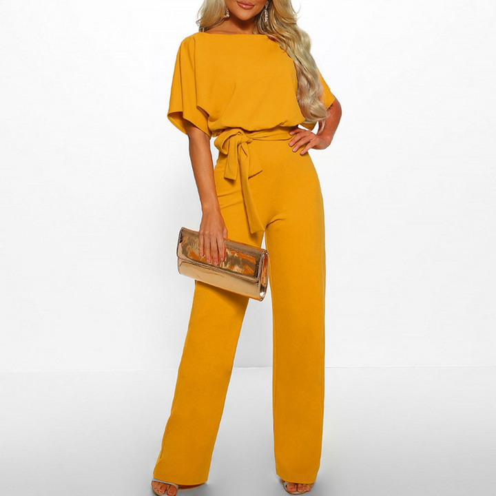 Damen-Jumpsuit mit Gürtel und Weitem Bein | Elegante