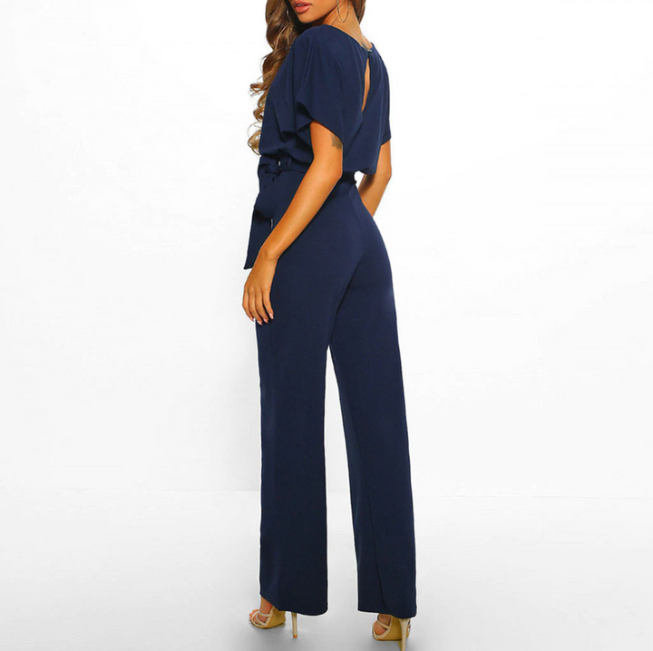 Damen-Jumpsuit mit Gürtel und Weitem Bein | Elegante