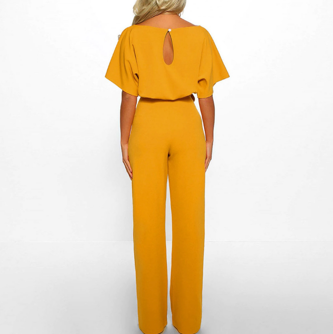 Damen-Jumpsuit mit Gürtel und Weitem Bein | Elegante