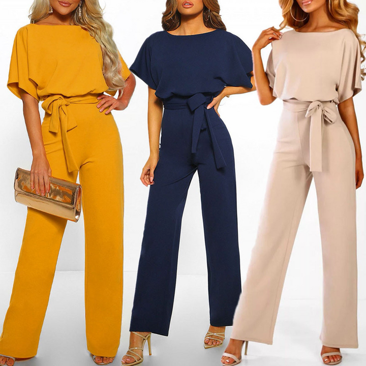 Damen-Jumpsuit mit Gürtel und Weitem Bein | Elegante
