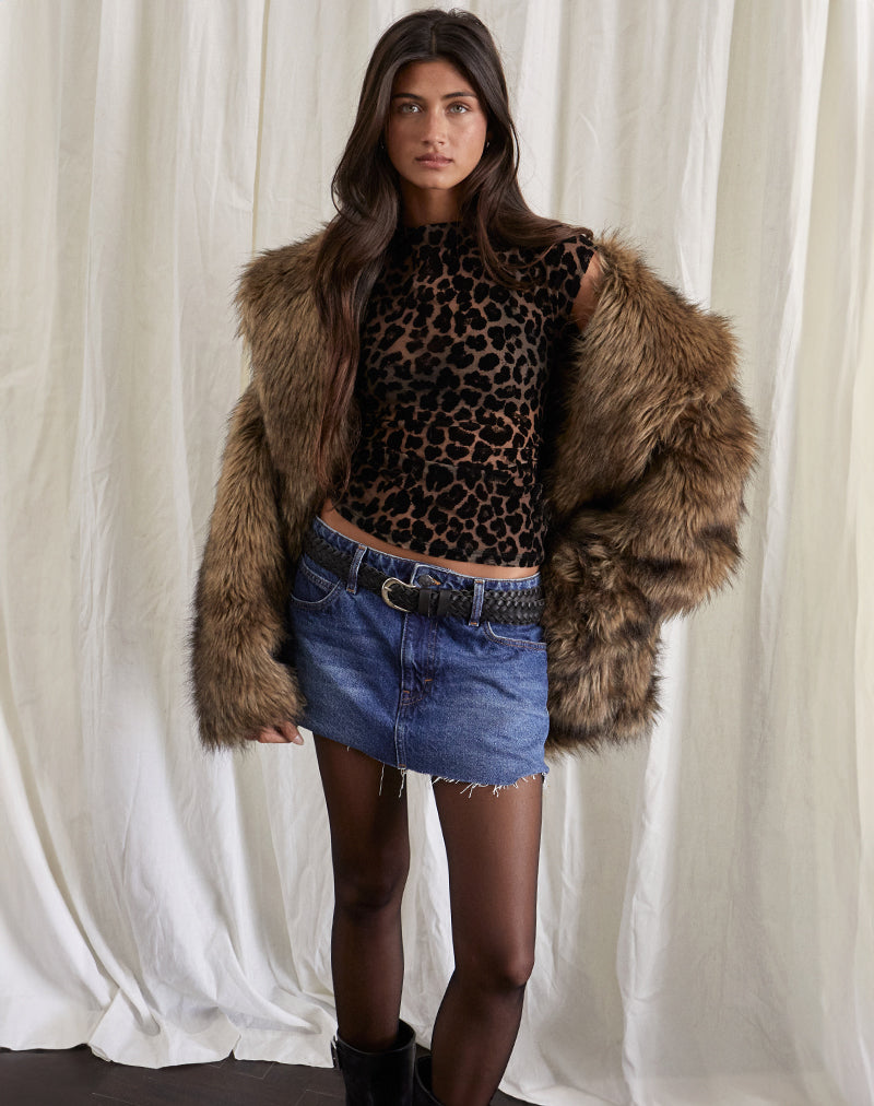 Damen Transparentes Top Mit Leopardenmuster | Schwarz