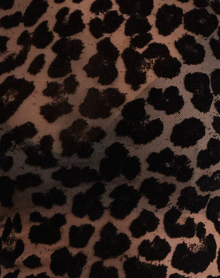 Damen Transparentes Top Mit Leopardenmuster | Schwarz