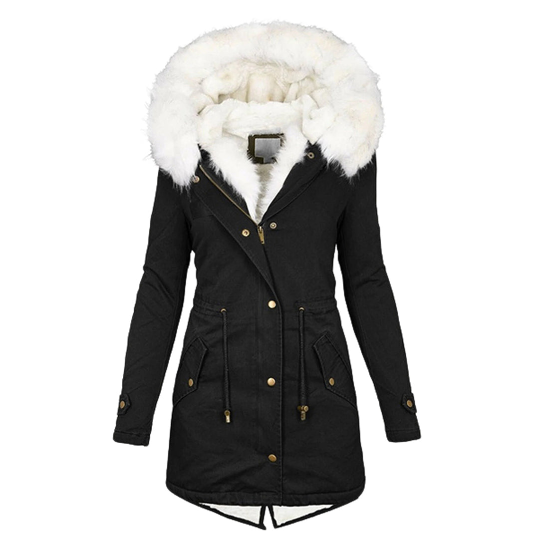 Damen Winter Mit Kapuze Jacke | Schaltfläche Einzelheiten