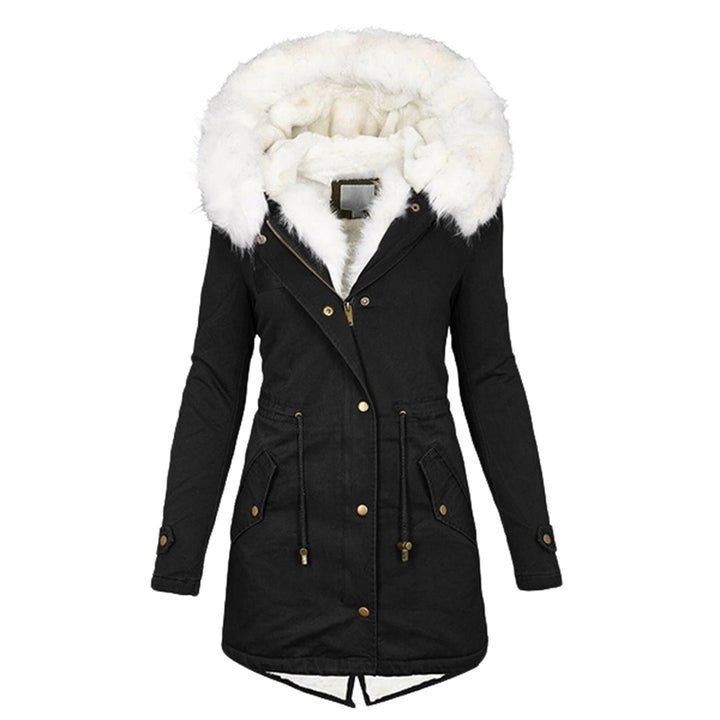 Damen Winter Mit Kapuze Jacke | Schaltfläche Einzelheiten