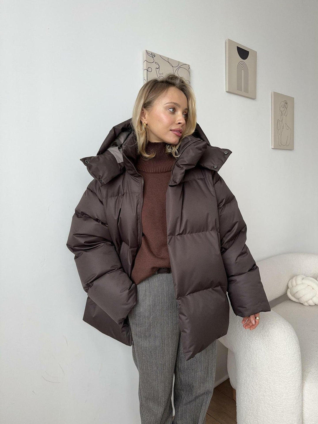 Damen Übergroße Pufferjacke mit Kapuze | Winter