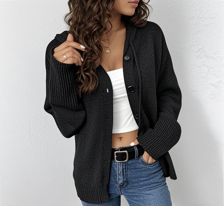 Damen Gestrickt Strickjacke | Knopf Daunen