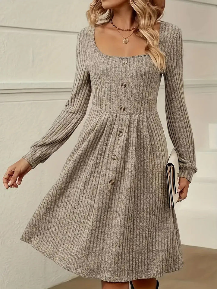 Damen Quadratischer Ausschnitt Strickkleid | Mini