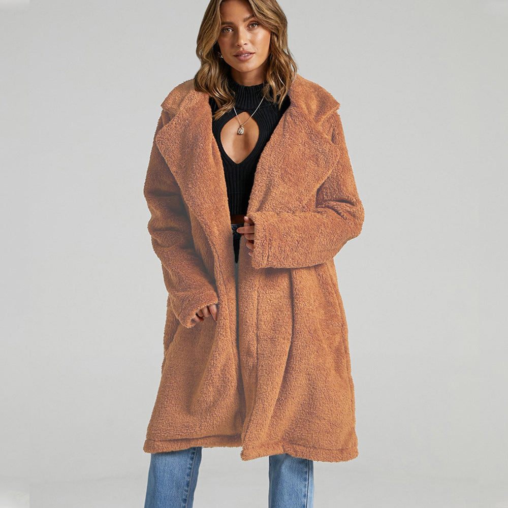 Lang Fleecejacke Damen | Reverskragen