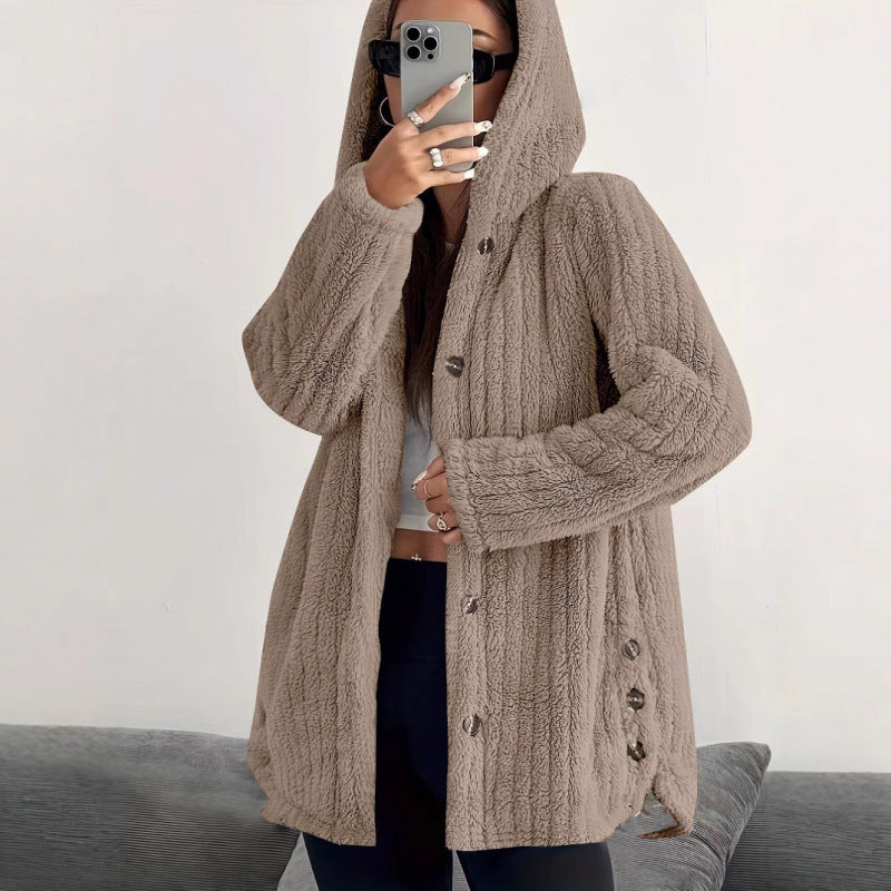 Winter Fleecejacke Damen | Knopfleiste