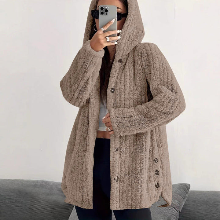 Winter Fleecejacke Damen | Knopfleiste