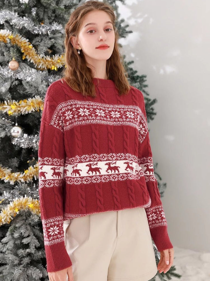 Weihnachtpullover Damen | Jaquard Stil