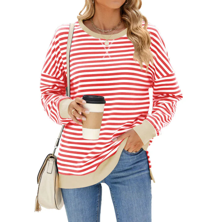 Damen Lässig Übergröße Pullover | Gestreift