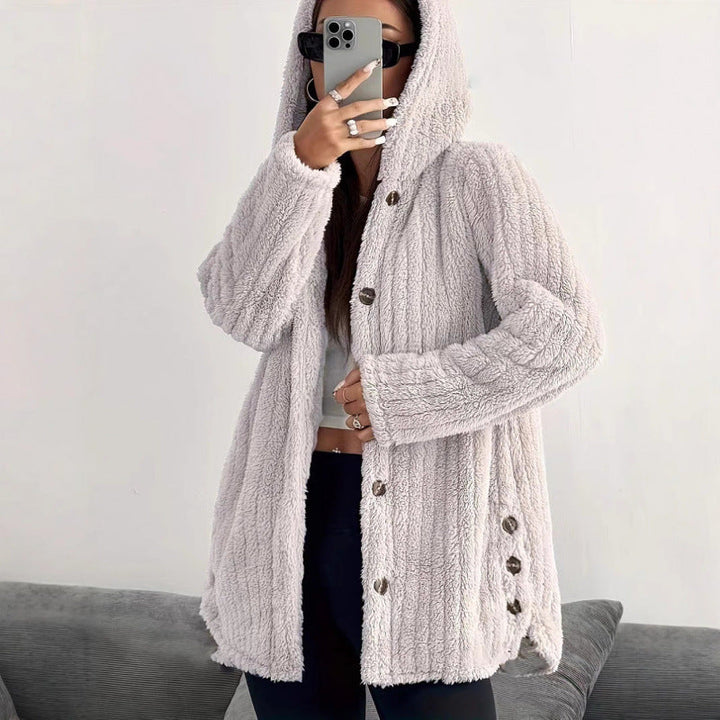 Winter Fleecejacke Damen | Knopfleiste