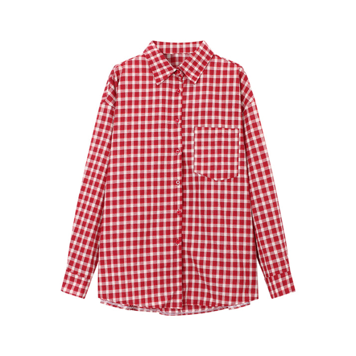 Damen Vintage Kariertes Hemd | Langarm