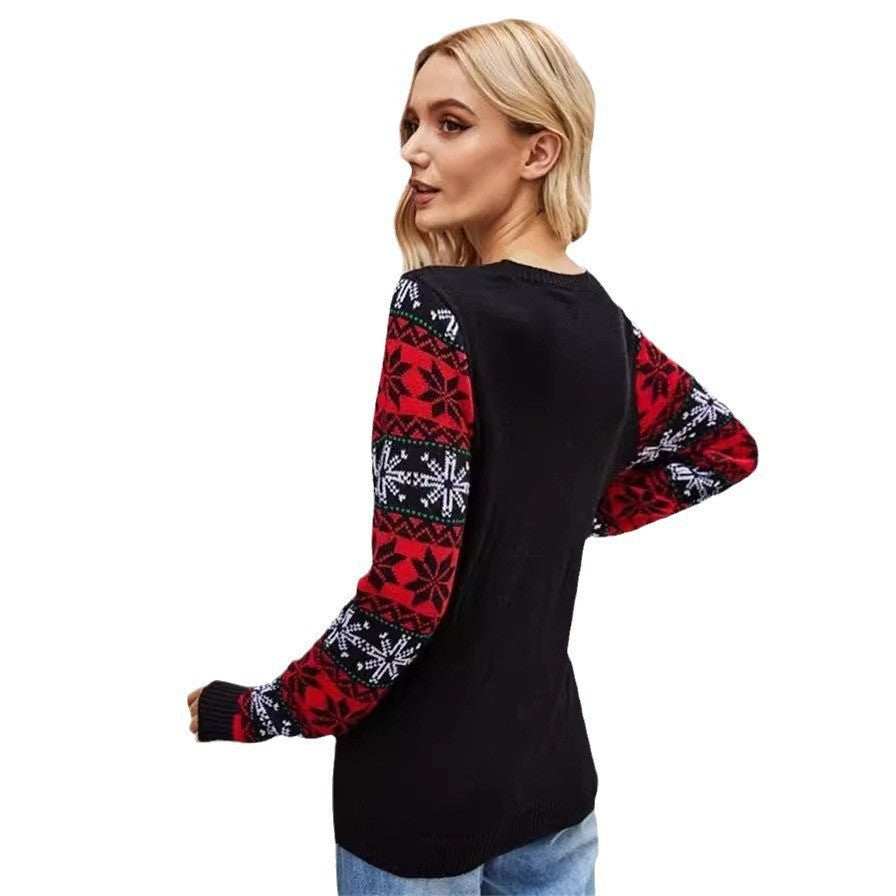 Stricken Weihnachtpullover Damen | Festliches Rentier