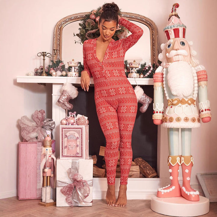 Weihnachtjumpsuit Damen | Lange Ärmel