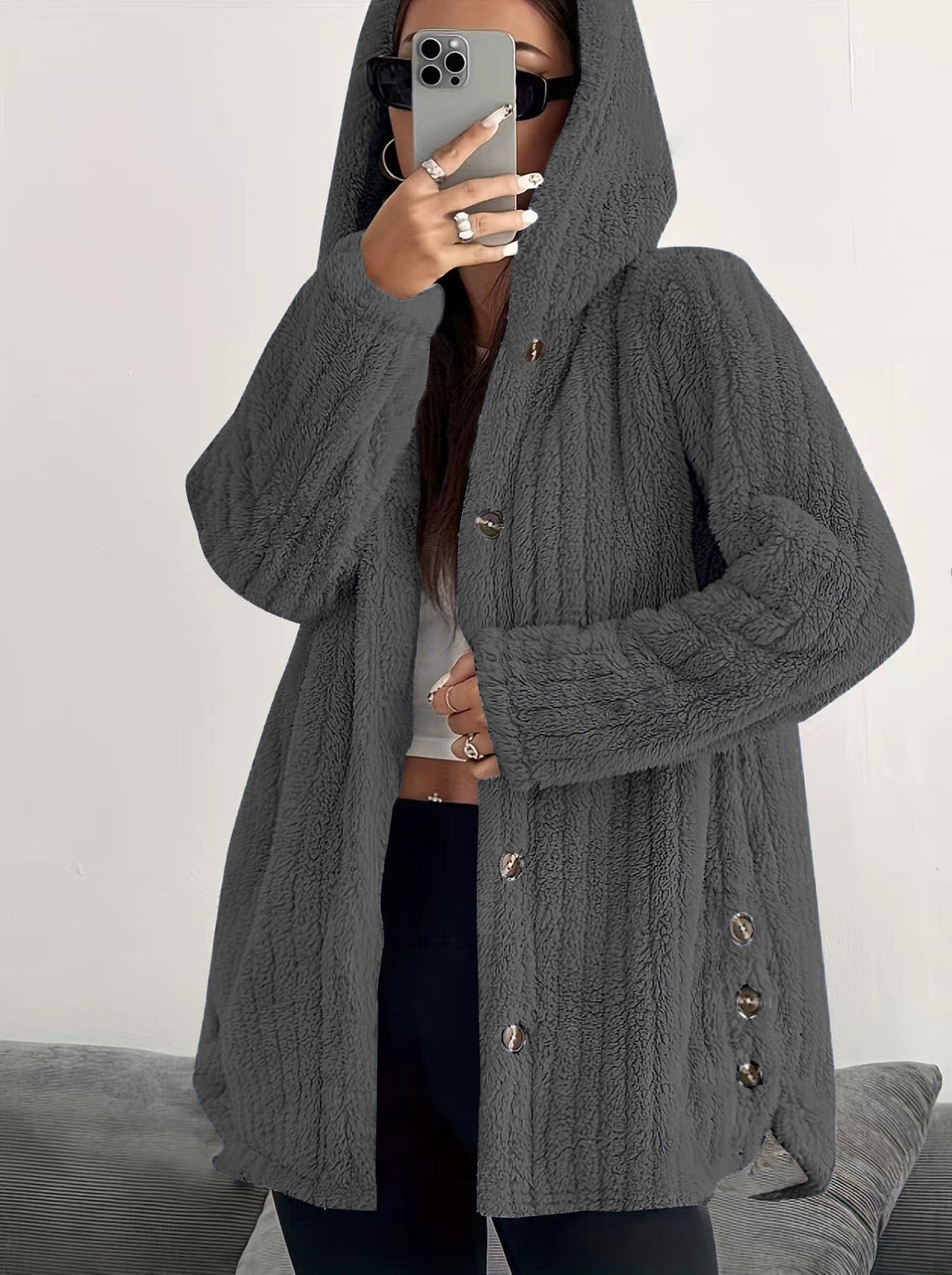 Winter Fleecejacke Damen | Knopfleiste