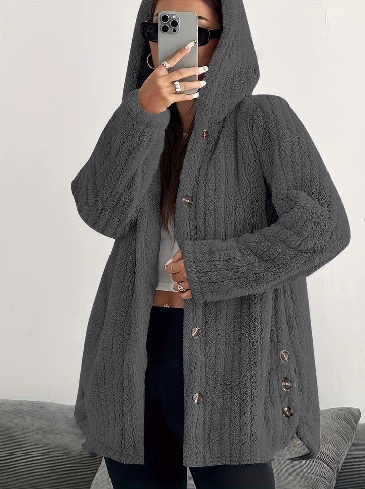 Winter Fleecejacke Damen | Knopfleiste