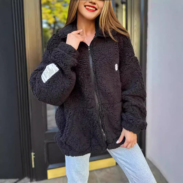 Kurz Fleecejacke Damen | Hoher Kragen