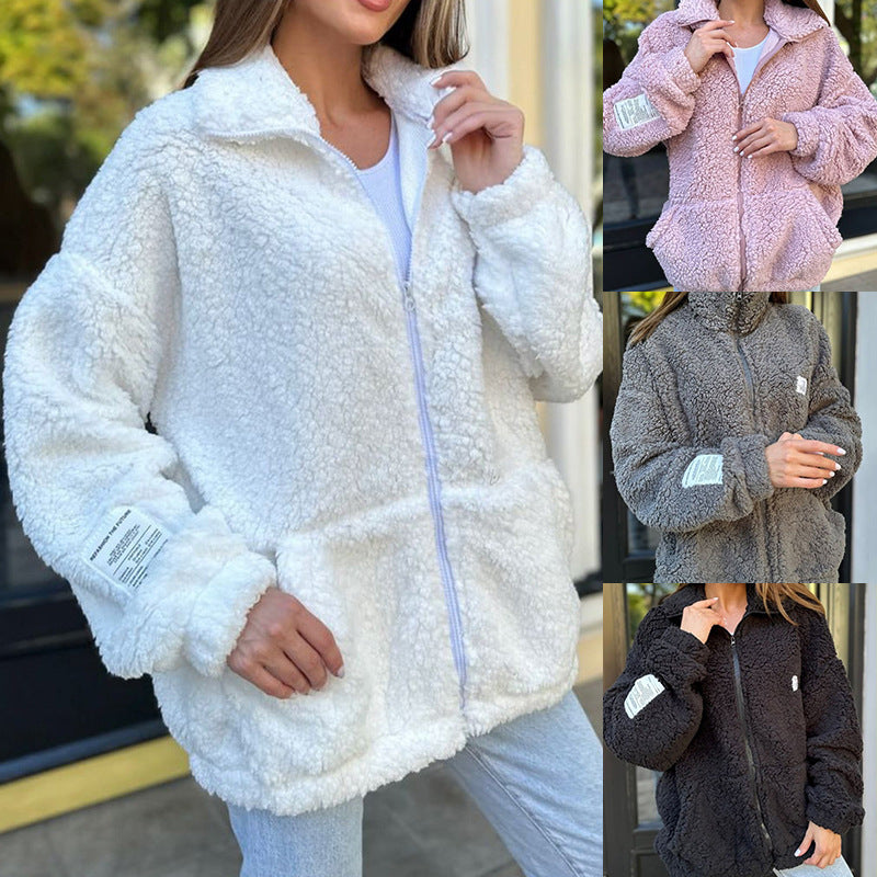 Kurz Fleecejacke Damen | Hoher Kragen