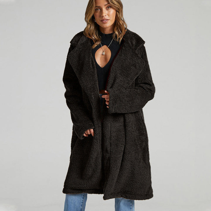 Lang Fleecejacke Damen | Reverskragen