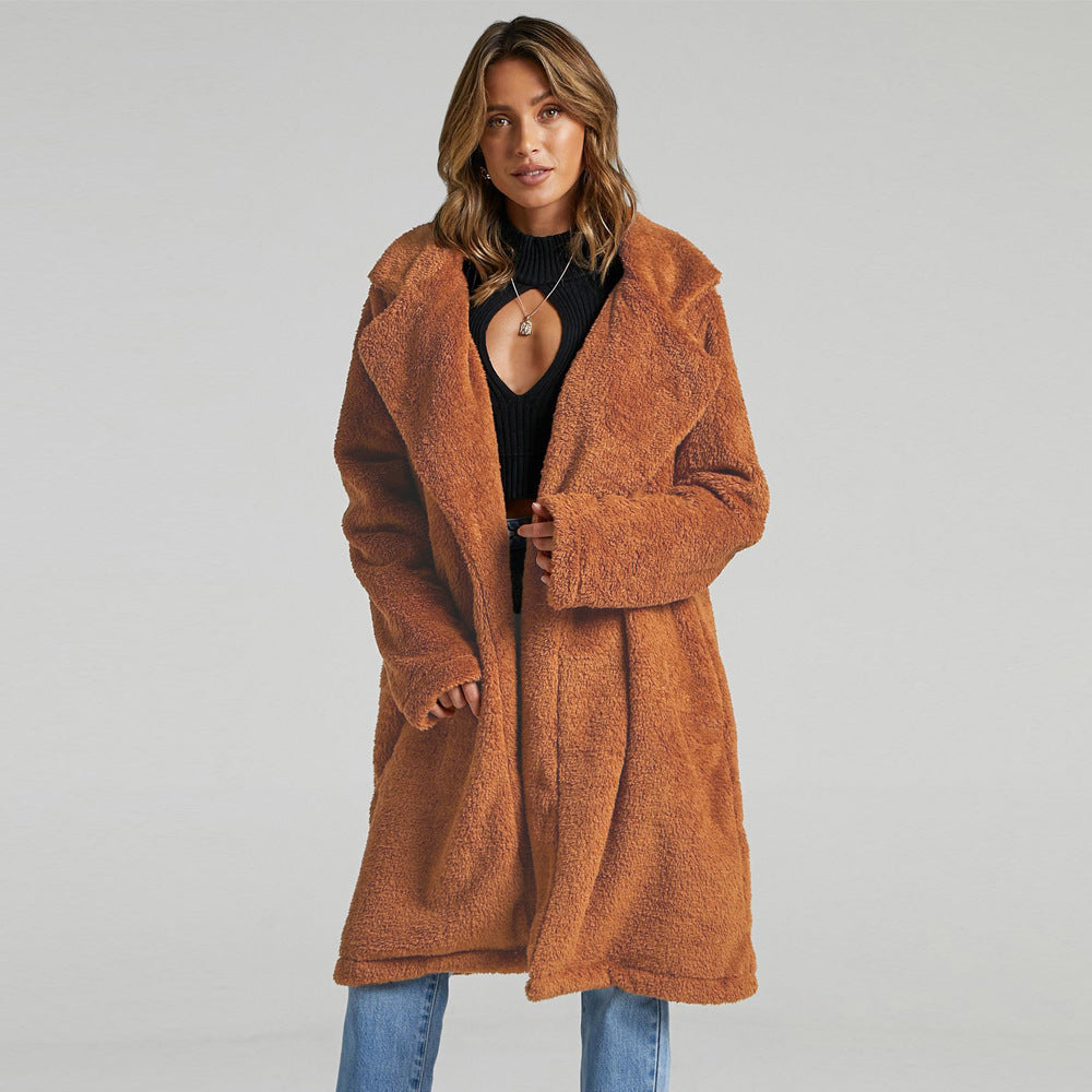 Lang Fleecejacke Damen | Reverskragen