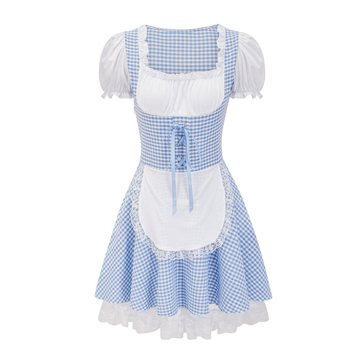 Damen Stilvoll kariert Oktoberfest Dirndl Kleid