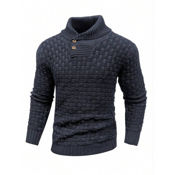 Herren Pullover Halber Strukturierter Strick | Schalkragen