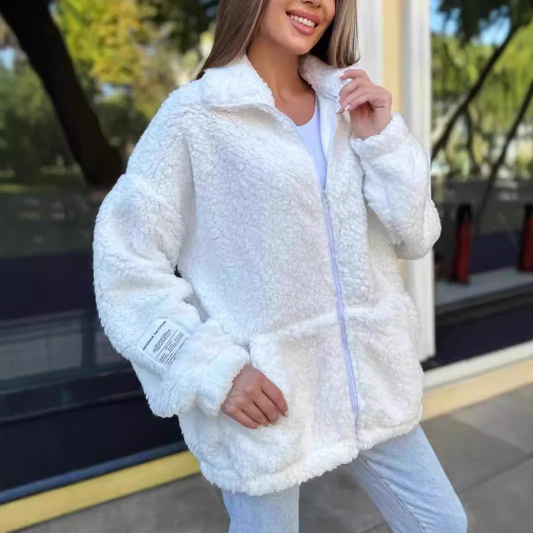 Kurz Fleecejacke Damen | Hoher Kragen