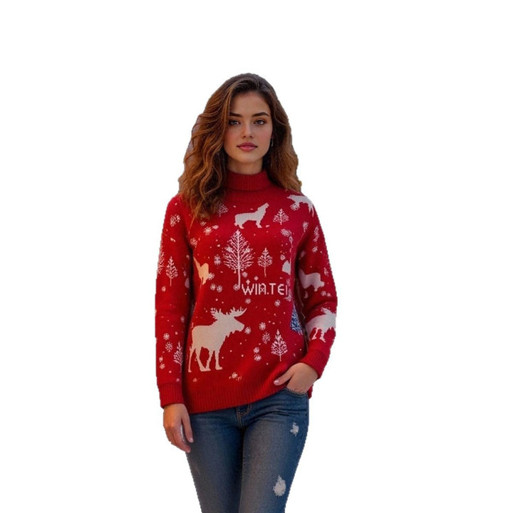 Weihnachtpullover Damen | Hoher Kragen